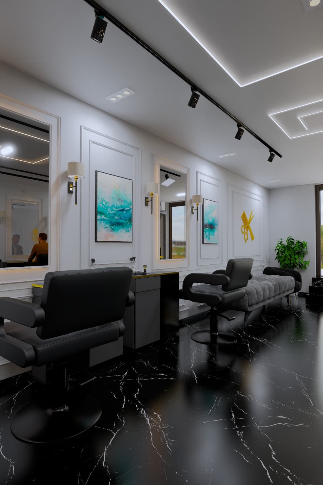 Postes de coupe, marbre et or
